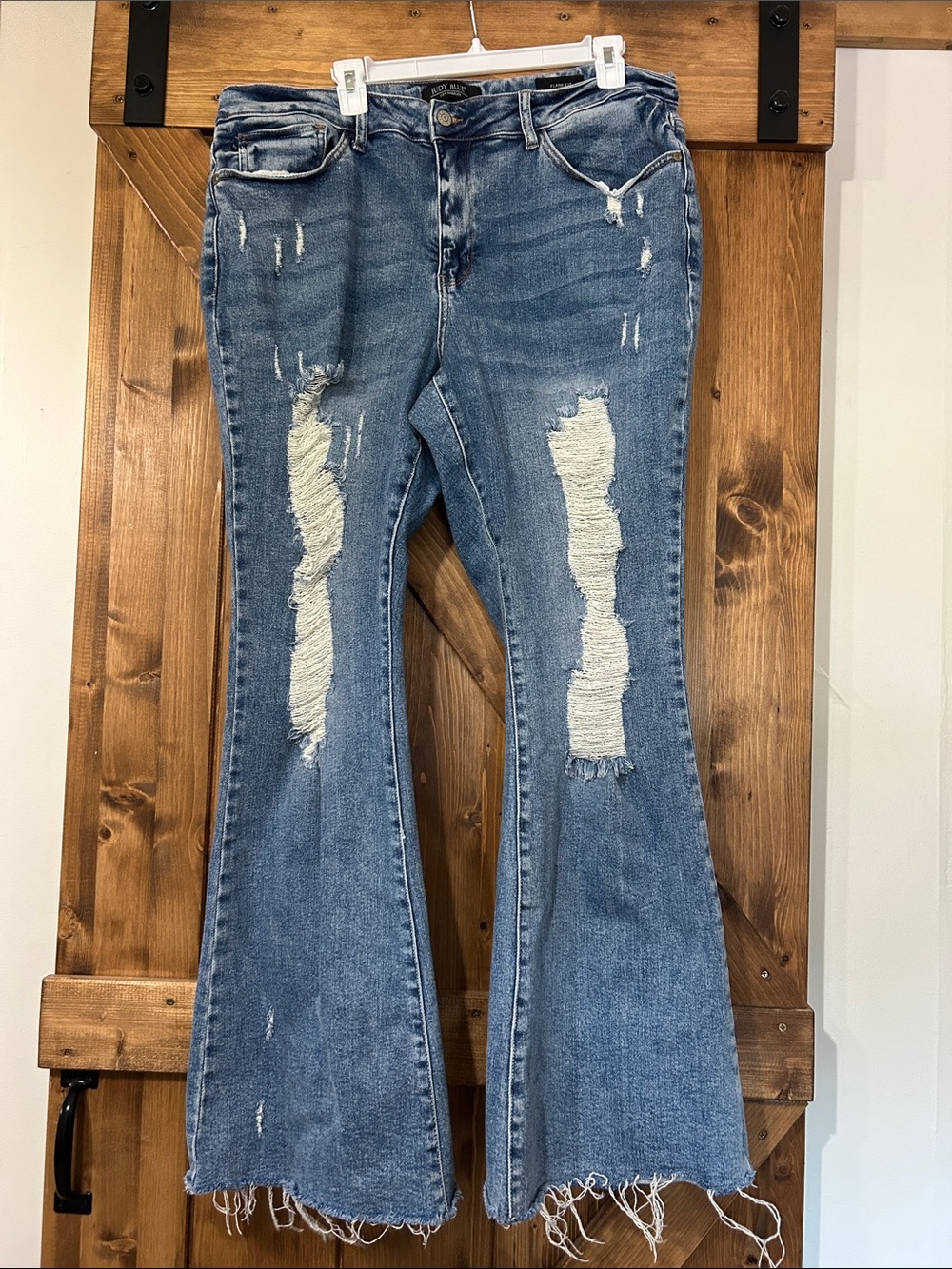 Judy Blue Medium Blue Distressed Flare Jeans